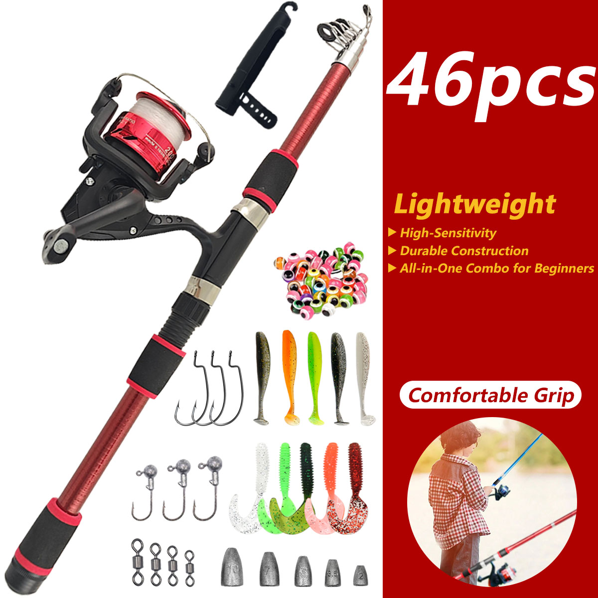 46Pcs Telescopic Fishing Rod R - đánh giá và giá Freshwater Line