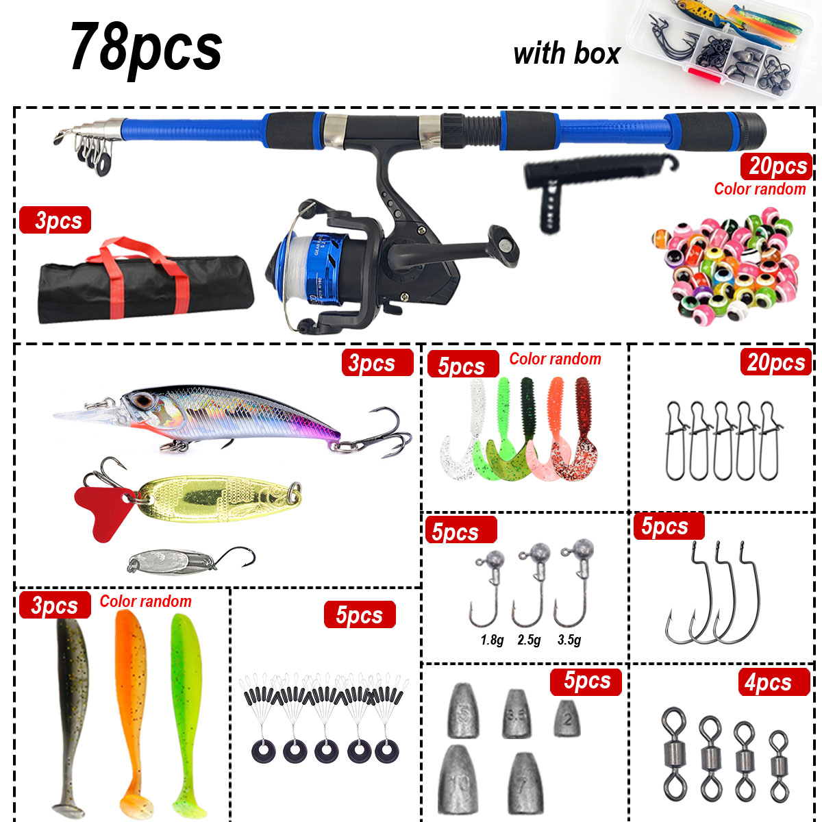 46Pcs Telescopic Fishing Rod R - đánh giá và giá Freshwater Line