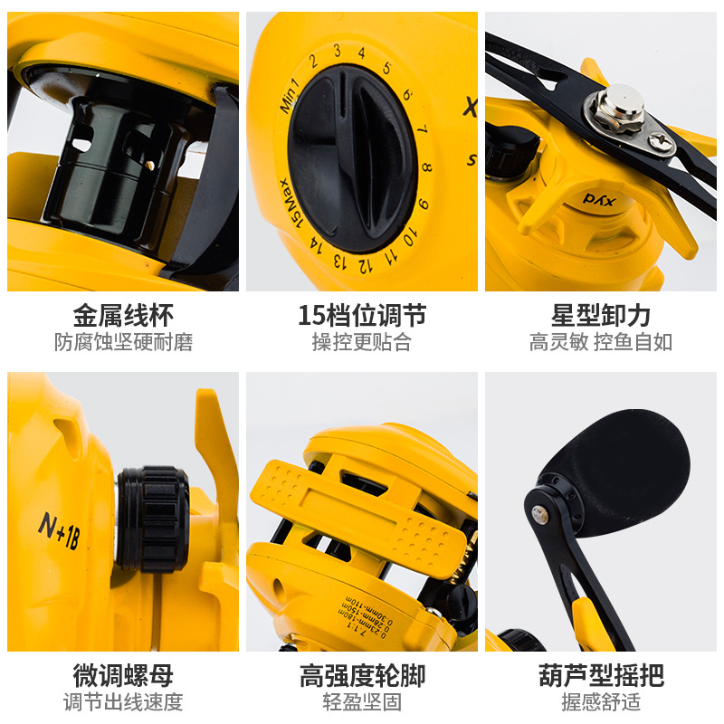 Yellow N+1 Bb Baitcasting Reel - đánh giá và giá Ice Fishing Line